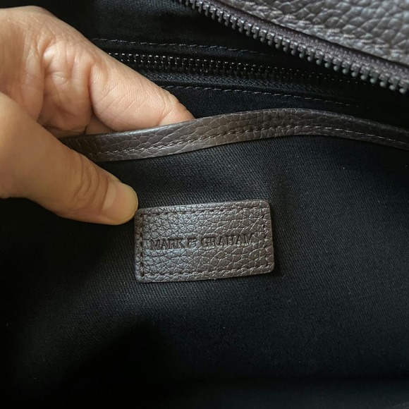 Mark & Graham Leather Briefcase Bag Chocolate Brown Shoulder Side Bag - Picture 10 of 16